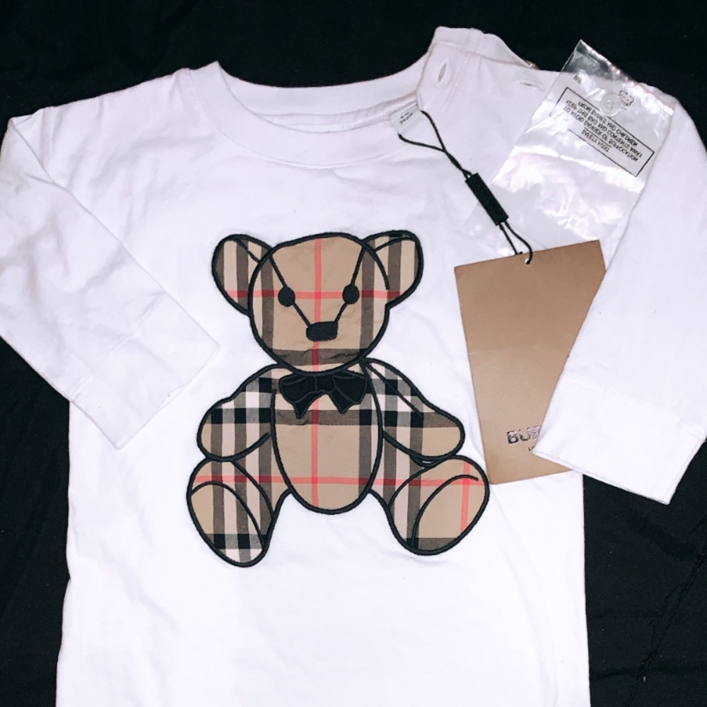 White Unisex Burberry Onesie (9months)